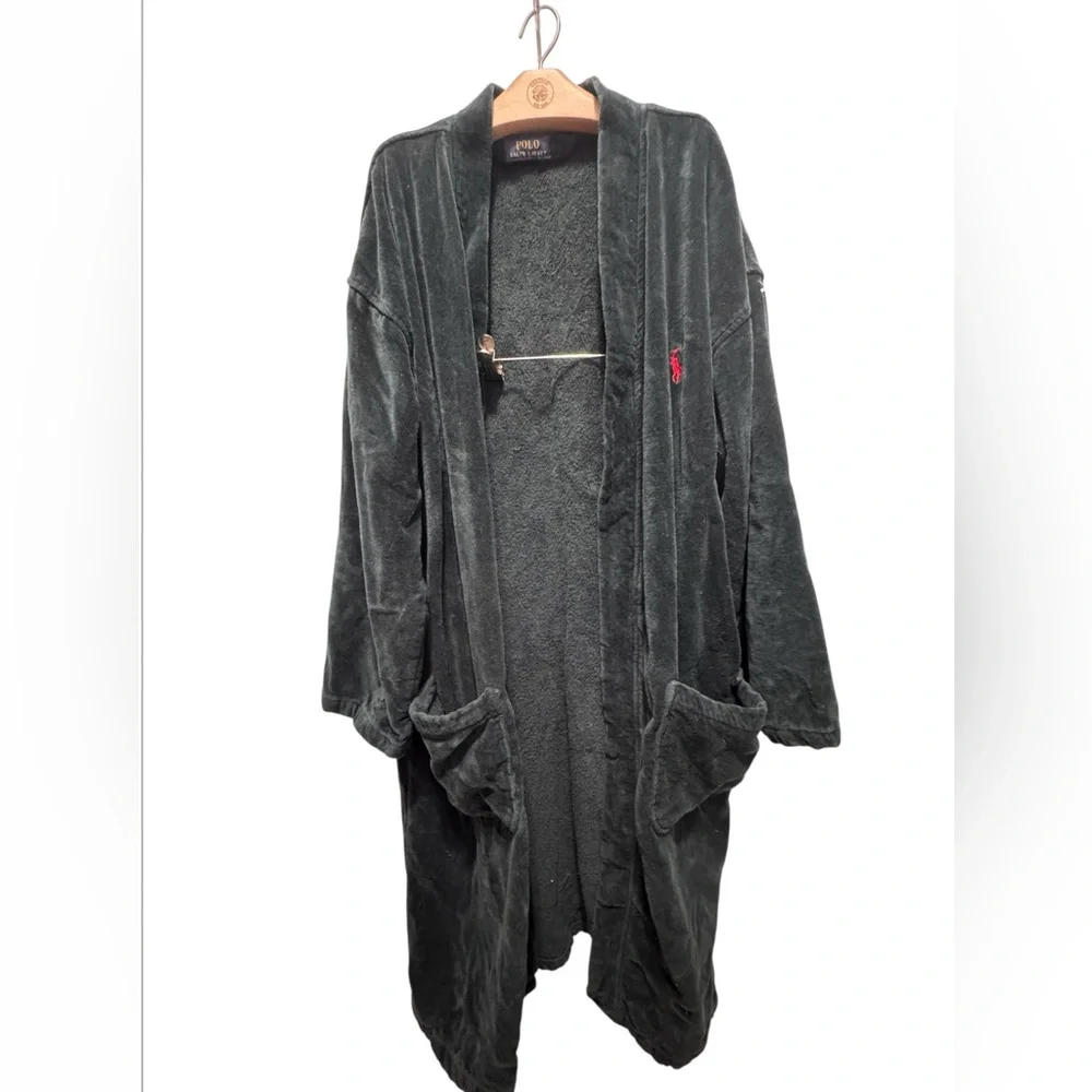 Polo ralph Lauren dark green cotton Textured bathrobe size S/M